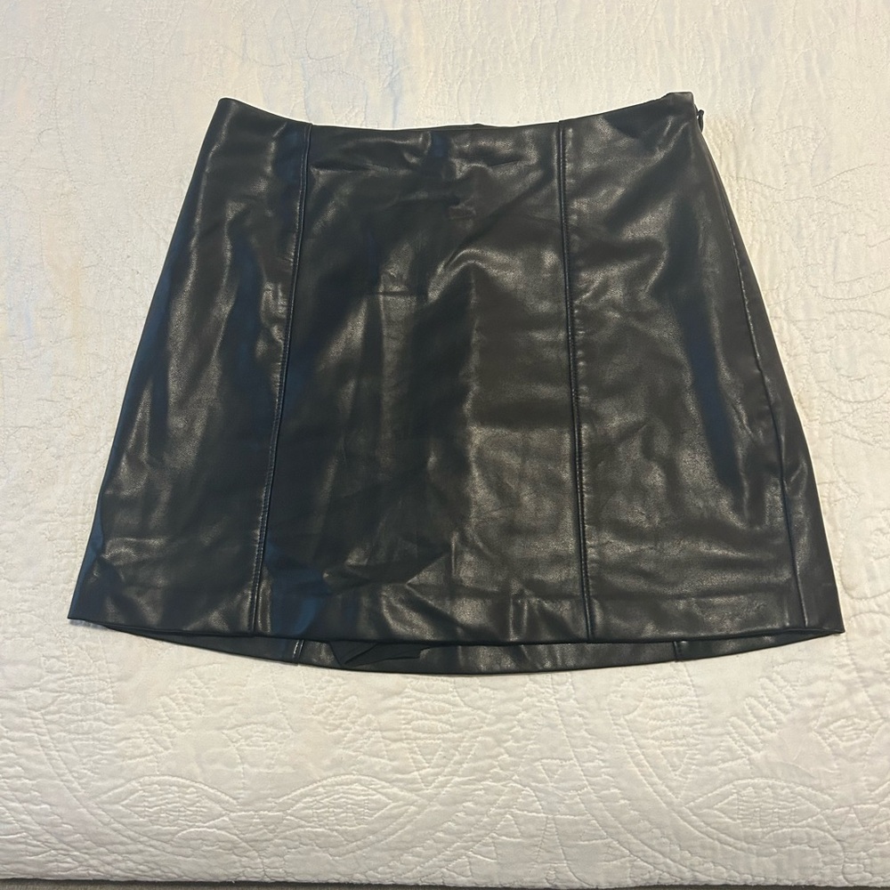 Abercrombie & Fitch Black Faux Leather Mini Skort